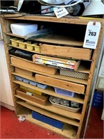 Homemade Wooden Organizing Shelf w/ Contents