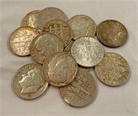Various years silver dimes (13ct)