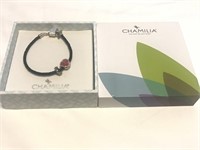 Chamilia sterling and leather bracelet with