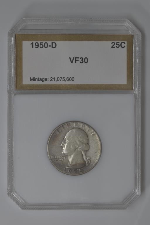 1950-D Washington Quarter PCI VF30