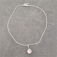 Pink stone necklace w/ 18' chain