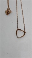 10k Heart w/ sm diamonds (tested) pendant necklace