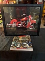 Framed Indian Motorcycle/Book