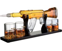 NEW $120 Gun Large Decanter Set with Glasses