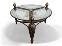 Brass Scrolled, Mirrored Coffee Table
