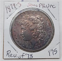 1879-S Rev. ’78 Silver Dollar Unc. (Semi-P/L)