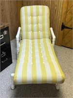 homemade PVC pipe lounge chair with yellow and