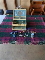 Jewelry box with vintage costume jewelry