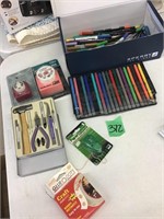 craft stamps, pens, cutter, paint brushes & more
