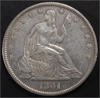 1861-O SEATED LIBERTY HALF DOLLAR AU