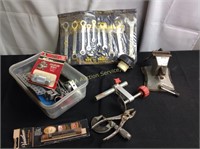 Vise, wrench set, coupler body, misc. tools
