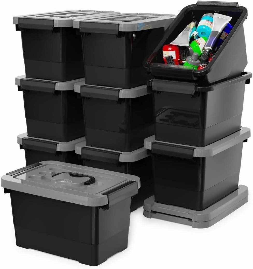 $37  WYT Plastic Storage Bins  10-Pack  3.5qt