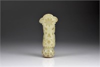 MUGHAL STYLE WHITE JADE CARVED HANDLE