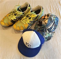 2 Hats and Asics Mens Shoes 12 sz