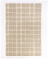 Hand Woven Plaid Wool/ Cotton Area Rug Neutral