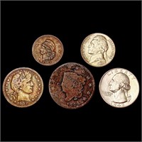 1824-1943 Varied US Coin Collection [5 Coins]