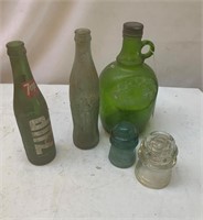 Vintage Wine Jug, Pop Bottles & Insulators