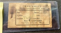 BAR CHITS OFFICERS' MESS TICKET