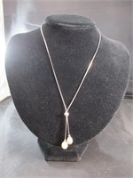 Silver Lariat Necklace W/ Stones