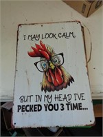 8"X12" METAL SIGN - ROOSTER