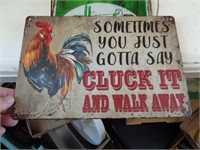 8"X12" METAL SIGN - CLUCK IT