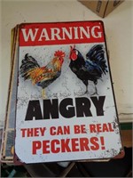 8"X12" METAL SIGN - ANGRY PECKERS