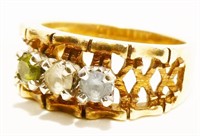 Vtg 10K Y Gold Gemstone Ring Sz 6 4.3g