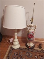 Two mismatched table lamps