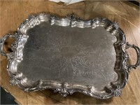 Large heavy silver plate tray 29x18