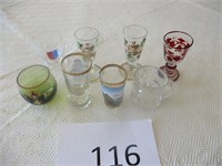 Eight German Shot Glasses- one base chip