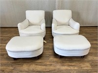 Pair of George Smith Jules Chairs w/Ottomans