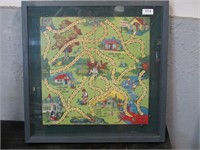 Framed Uncle Wiggly Board Game Board