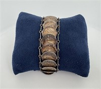 Peruvian Peru Silver Coin Link Bracelet