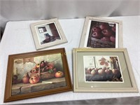 3 Still Life Photos and 1 Painting of Apples with