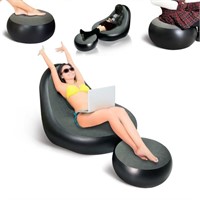 Inflatable Lounge Chair with Ottoman, Portable Blo