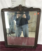 Vintage Oak Mirror Beveled Glass