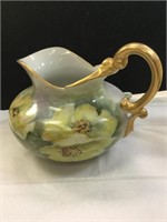 Hand Painted Signed 6" Pitcher Yellow Flowers