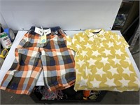 Size 9-11Y mini boden swim trunks and towel polo