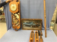 Card Pine wall clock with mirrored back, missing o