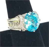 Sterling Silver Ring Light Blue Topaz Color sz 8