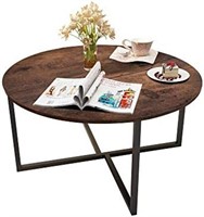 31.5" Round Living Room Coffee Table with X Base