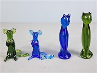 Lot Of Art Glass Cats And Mice - Pilgrim