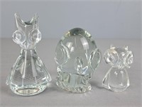 Lot Of Clear Art Glass Owls 1 Is Napco