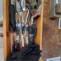 Drawer containing of spoons, spatulas