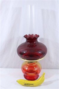 Red-Orange Glass Oil Lamp