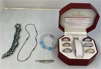 Lot of necklaces, bracelet, bobby pin, and watch