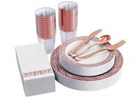 168 Piece Rose Gold Dinnerware Set 24 Guests