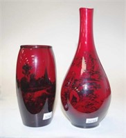 Two Royal Doulton Flambe vases