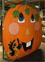 large pumpkin painted on .5" plywood, split