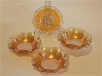 VTG CARNIVAL GLASS SCALLOPED BOWLS-GOOD SHAPE